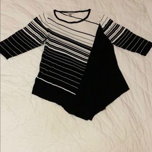 black and white asymmetrical top